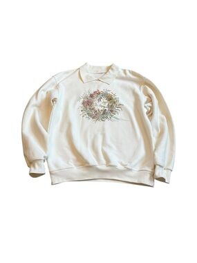 Vintage Northern Reflections Cream Grandma Collared Sweatshirt Cottagecore 90s